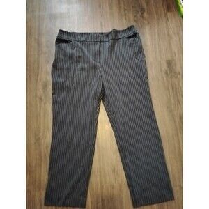 Chicos Pant Women's Size 2.5 (14) Black Pinstripes Pockets Stretch